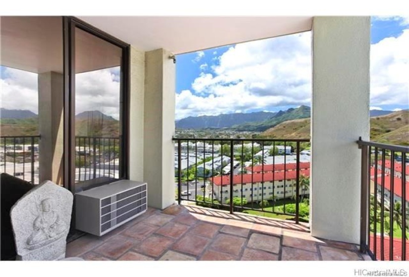 Covered outdoor balcony.