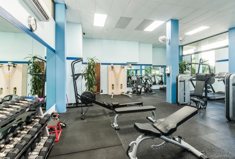 Gym access included in the building amenities.