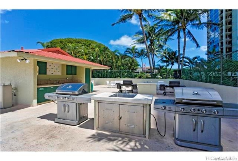 BBQ stations located pool side on the amenity deck.