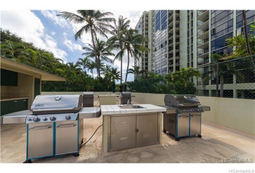 BBQ stations located pool side on the amenity deck.