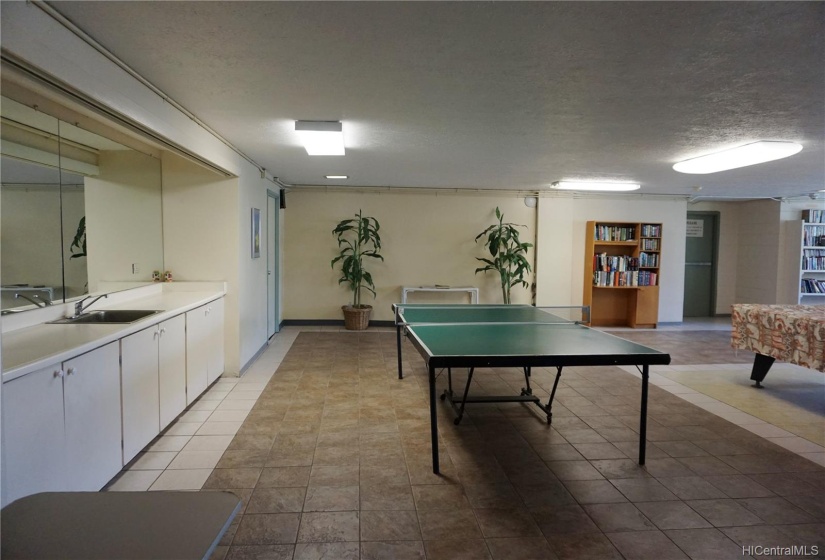 Rec room with kitchennette, pool and ping pong table