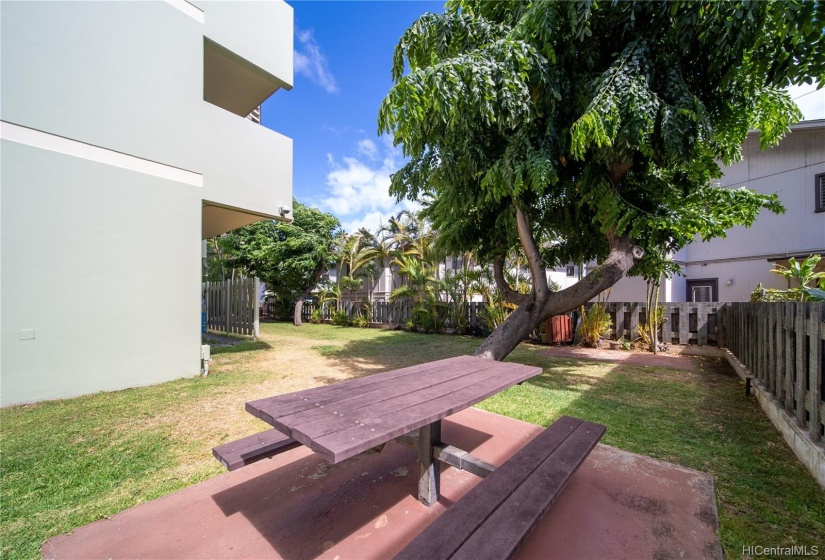 Sit down at one of your picnic tables to enjoy lunch or dinner with family and friends