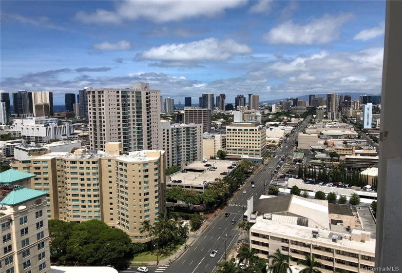 Closer sky and city views from the lanai area