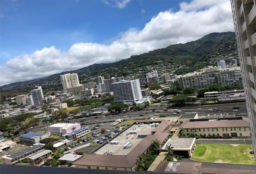 Panoramic mountain view from the unit's entry door