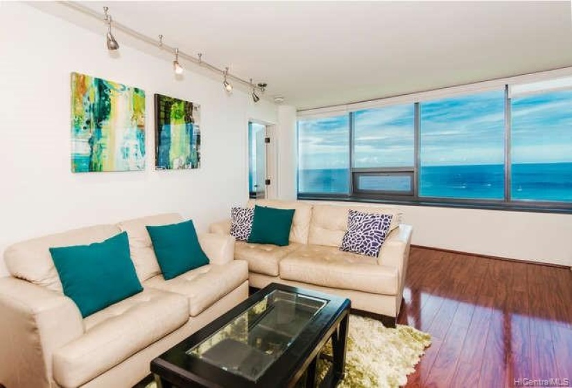 Living room with ocean views