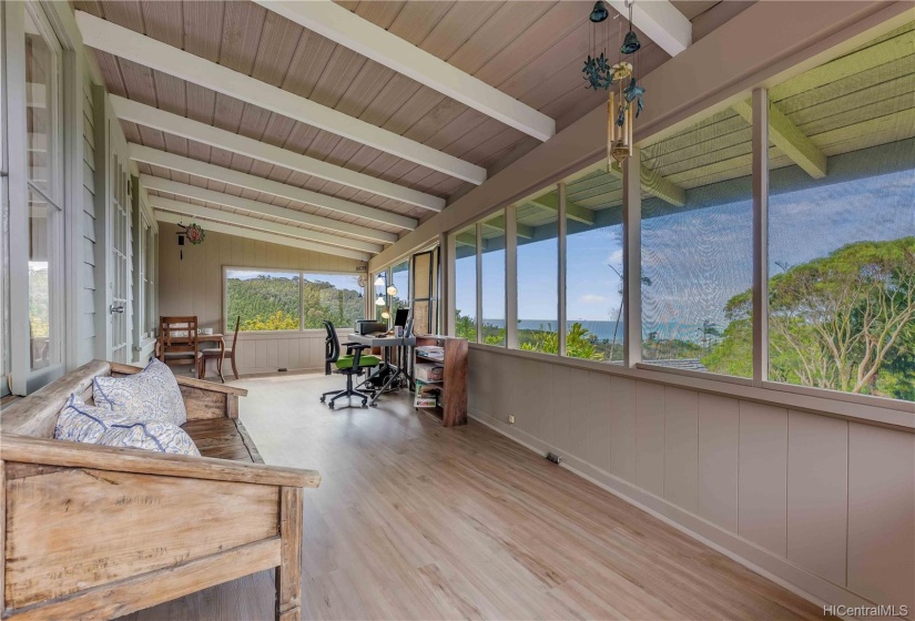 The main entrance  with huge enclosed lanai.