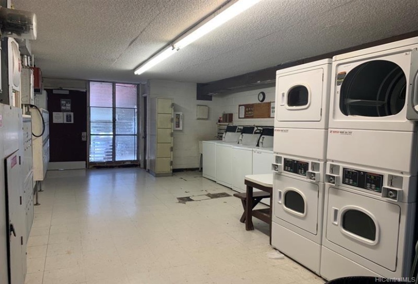 Community laundry at ground level.