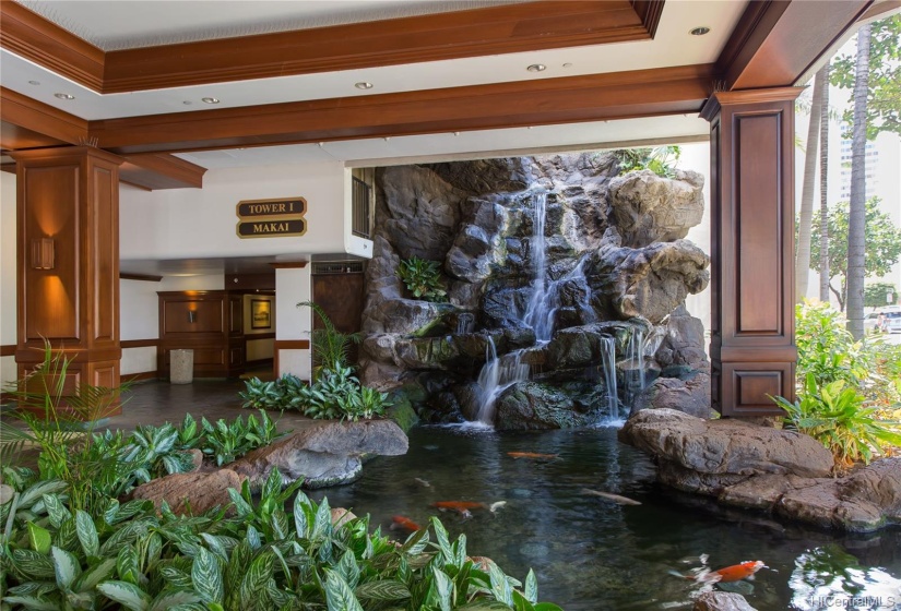 The koi ponds in the lobby are mesmerizing.