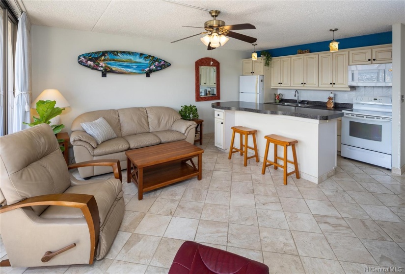 Good sized living room with plenty of natural light.