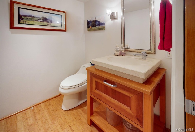 Half Bath is on the main level off the Kitchen/Family Room.