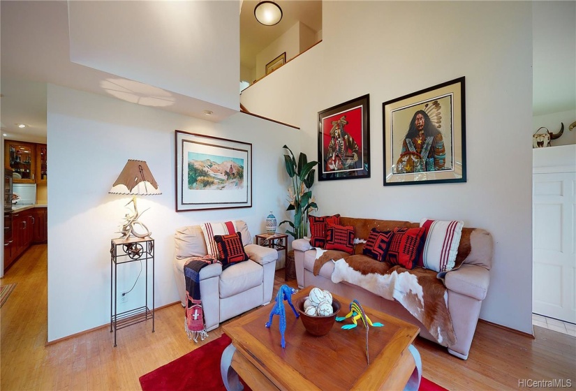 View of Living Room showing the Second Floor staircase.