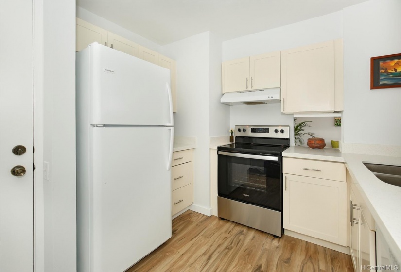 Another kitchen view, notice entry door to the left.