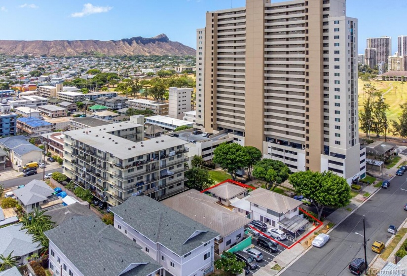 Aerial view of the property nearby Ala Wai Golf Course.