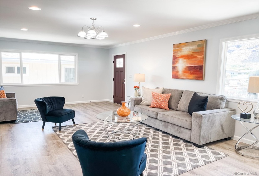 Living room virtually staged