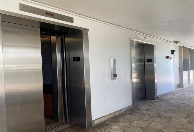 Two elevators as you enter the keyed entrance.  Elevators will only operate with key FOBS for your security