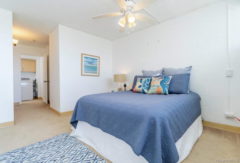 Primary bedroom includes a bathroom and two closets.