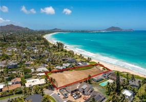 Nearly an acre of Kailua white sandy beach fronting vacant land- for your creation