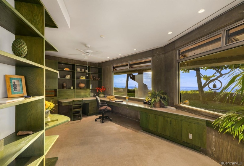 No luxurious home can be complete today without an spacious home office with custom built-ins, separate entrance and views of the surf and sunsets!