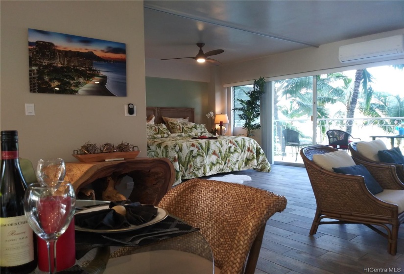 Dining area opens to living area