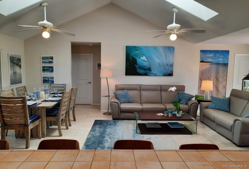 Skylights in the main living space add wonderful natural light & visual appeal.