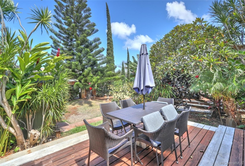 Beautiful yard with fruit trees/View from deck Coral House