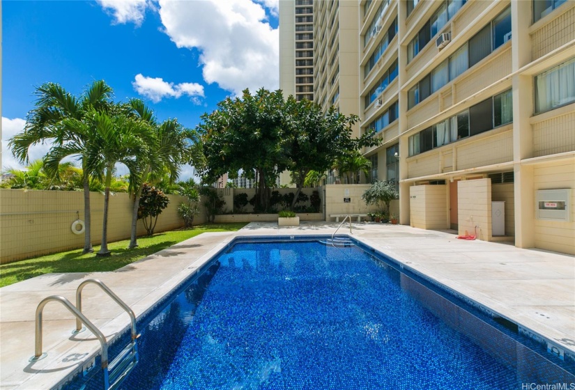 View of the sparkling swimming pool