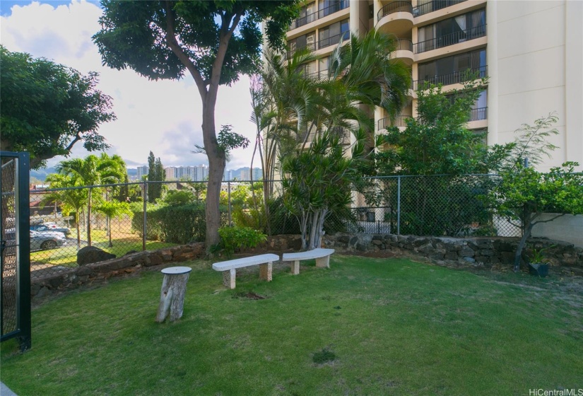 Greenery and benches to enjoy nature