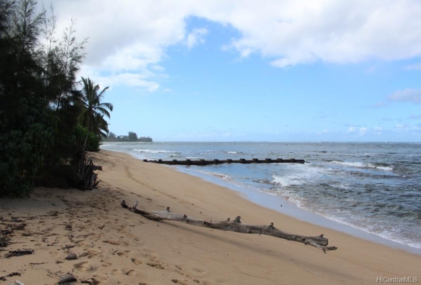 Miles of white sandy beach fronting the property