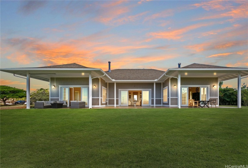 Spacious open grass yard looking out to the whole north shore and its beautiful beaches.