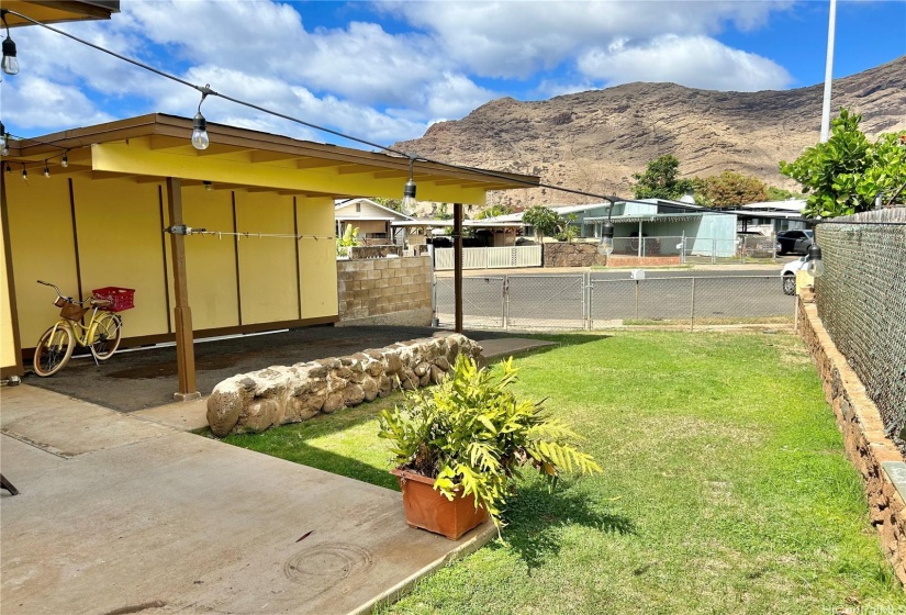 Front yard and carport