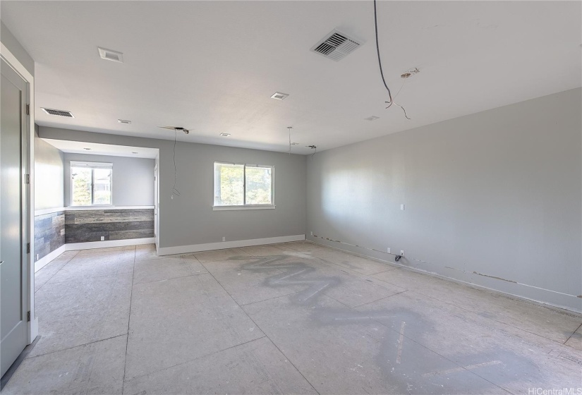 View towards the front door from kitchen