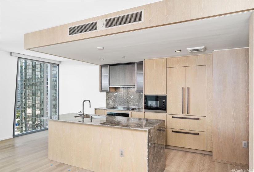 Kitchen with dining table space.