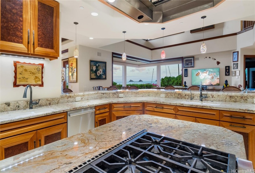 Primary Hale Kitchen with Mokulua Island Views