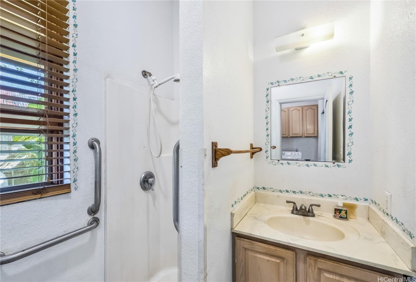 DOWN STAIRS FULL BATHROOM WITH WALK IN SHOWER