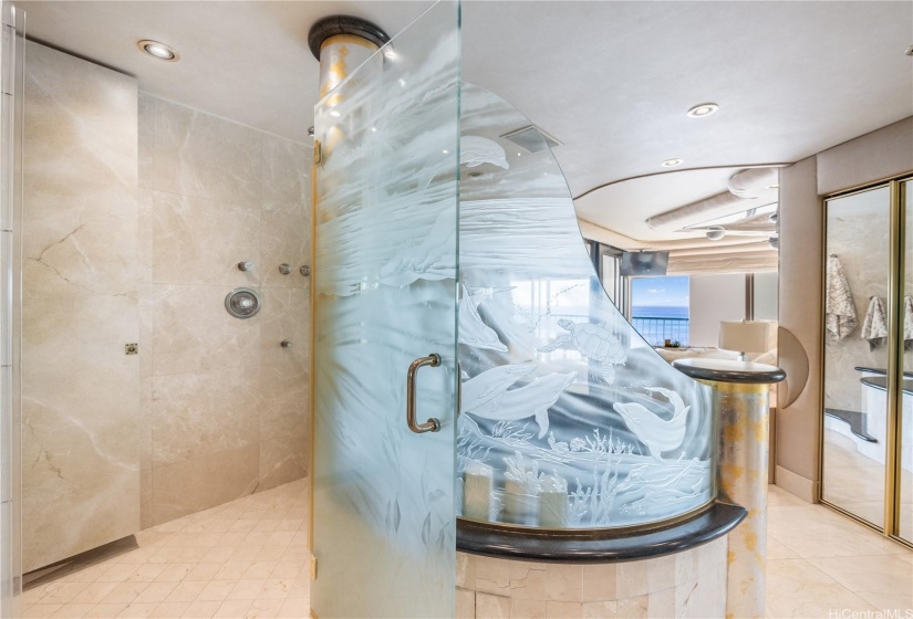 Another Angle of the Artist Christian Lassen's work in this Luxurious Jacuzzi / Walk-In Shower combo