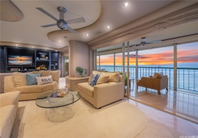 Expansive Elegant Design is accompanied by the Picturesque Pacific Blue Ocean. Take in the Sunset, Surfing Views, Catamarans & Boats and Live your Best Life in Hawaii watching the Friday Night Fireworks off in the distance!