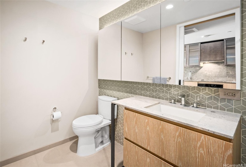 Well appointed bathroom with a good amount of counter space