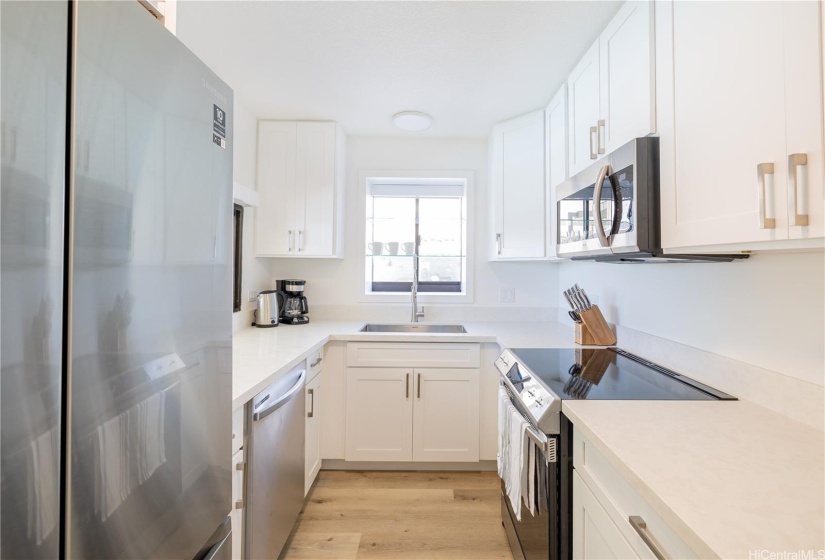 kitchen overlooks the amenity deck