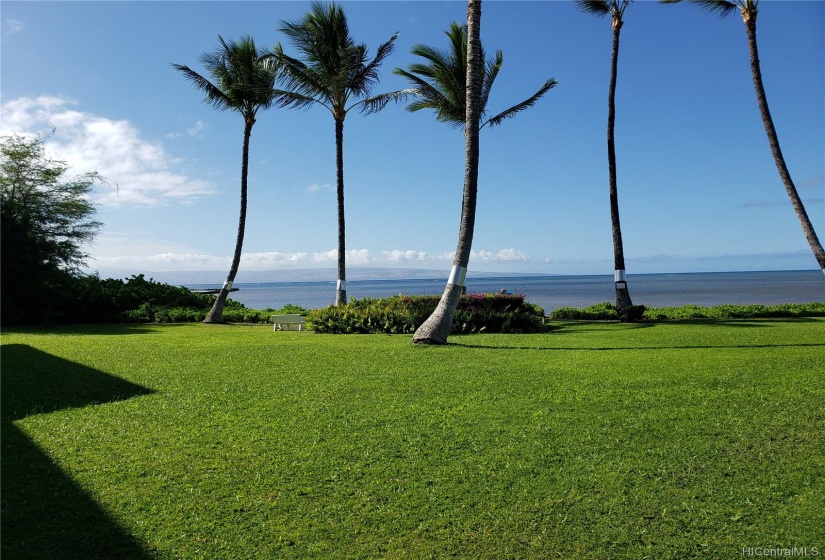 Oceanfront with Lanai island in foreground