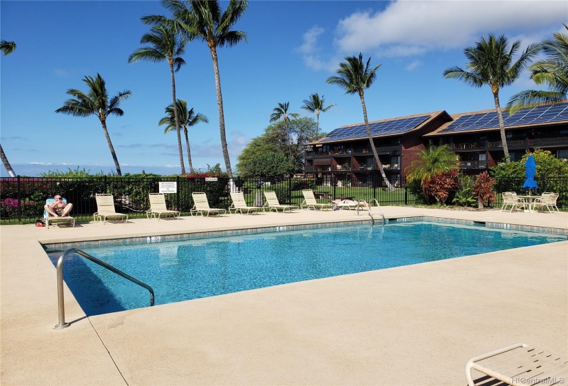 Pool area, putting greens, hot tub and BBQ area.