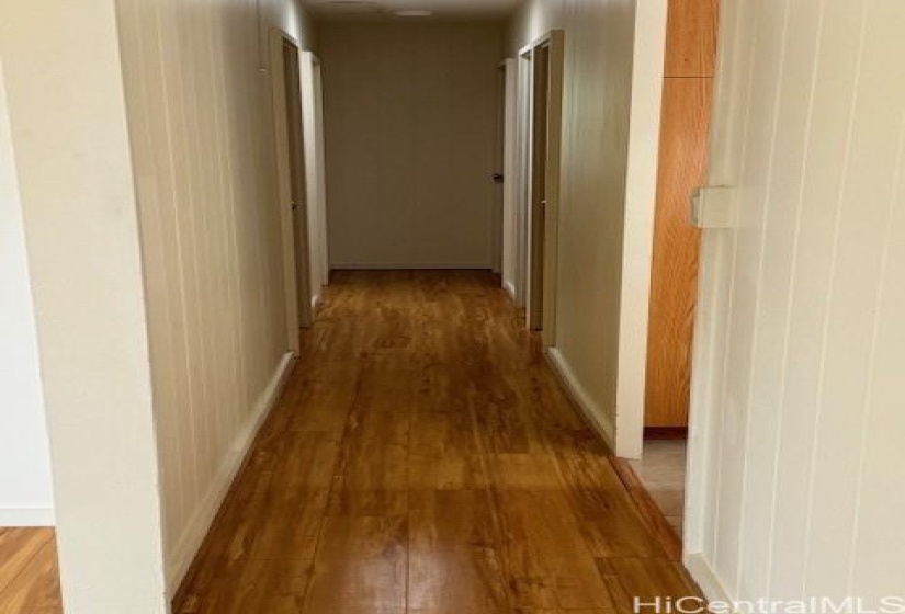 Well lit Hallway w solar light and attic fan