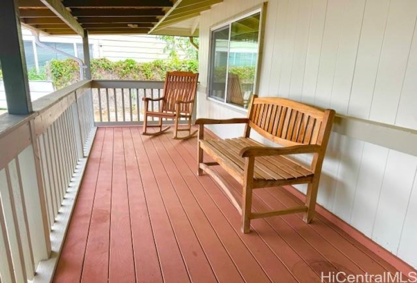 Large front Porch w composite wood decking. Enjoy cool breezes and expansive mountain, city, and peek-a-boo ocean views.