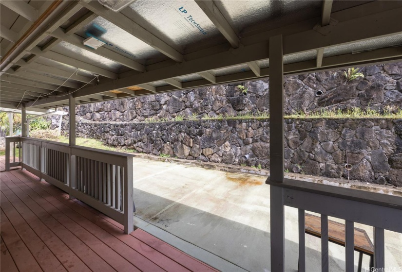 Covered back porch w composite wood decking