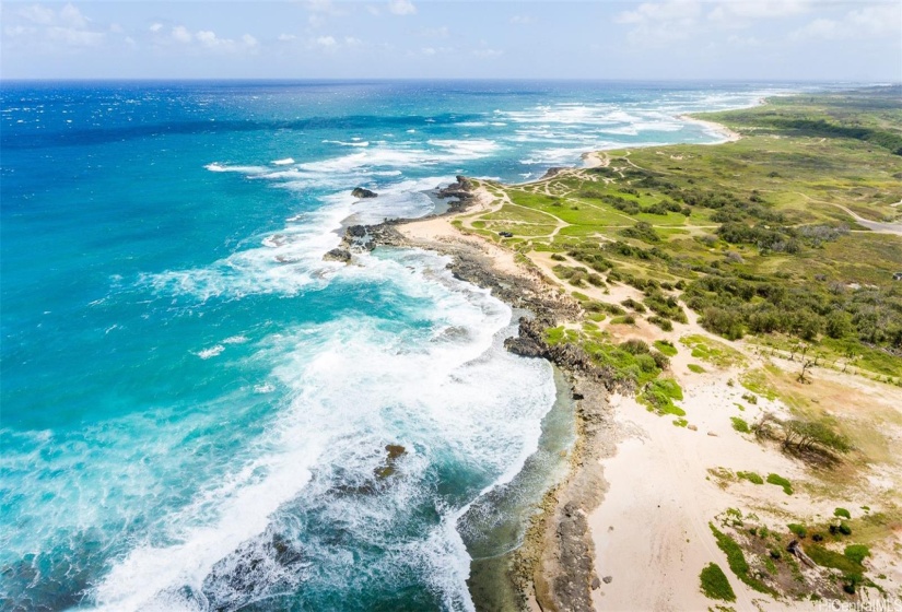 Oceanfront and beachfront for approximately half a mile.