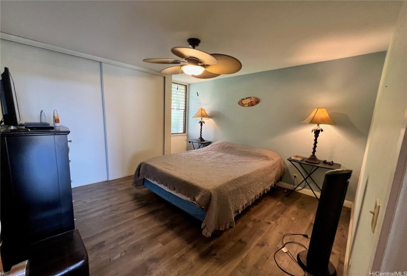 BEDROOM 1 WITH TROPICAL CEILING FAN