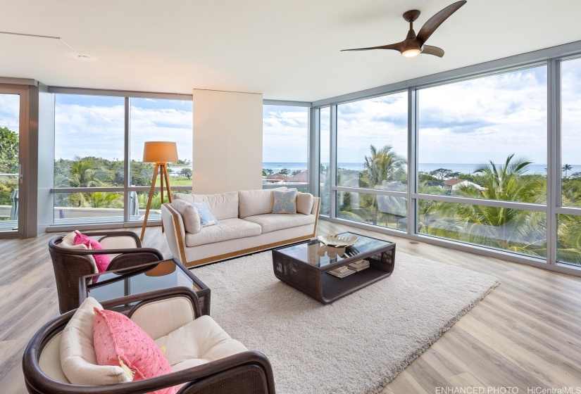 Living areas with 180-degree panoramic view. Enhanced photo