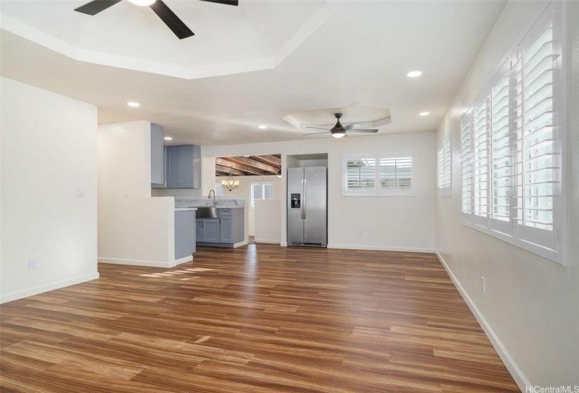 Upper level living room and kitchen.