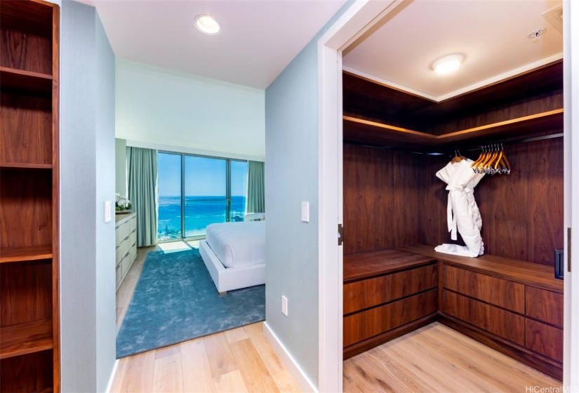 High-end finishes and modern touches in the primary bedroom suite.