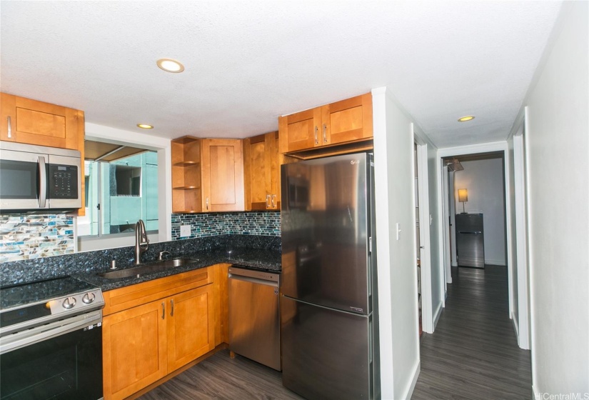 New kitchen with stainless steel appliances