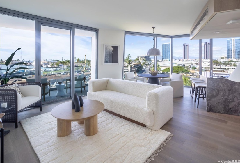 Spacious living room with a sliding door to the lanai.